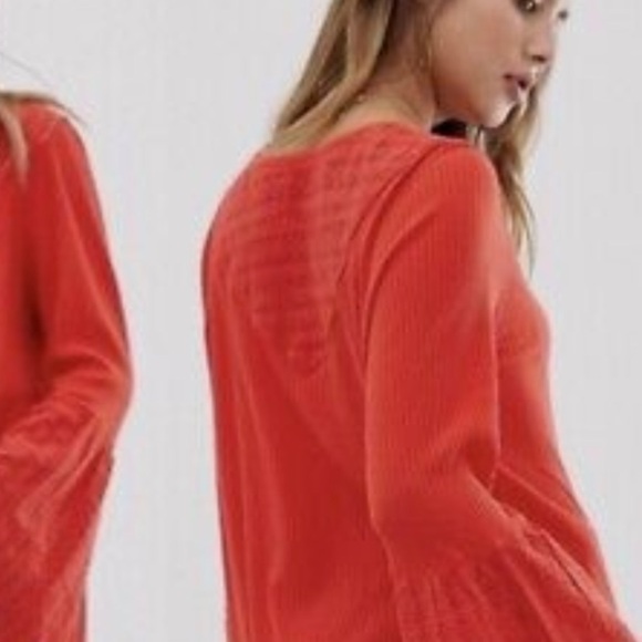 Free People Parisian nights Bell Sleeve eyelet bolo blouse - Picture 4 of 14